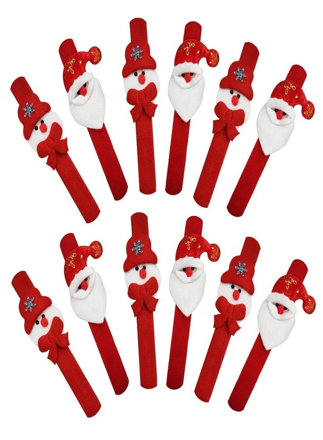 Partunay 6 Pcs Kids Velvet Random Christmas Slap Bracelets Christmas Snap Bracelet Party Favors Xmas Slap Bands Include Santa Claus Snowman Reindeer Bear Christmas Decorations for Girls and Boys - Image 1